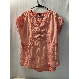New‎ Directions embroidered peach size Large blouse short sleeve